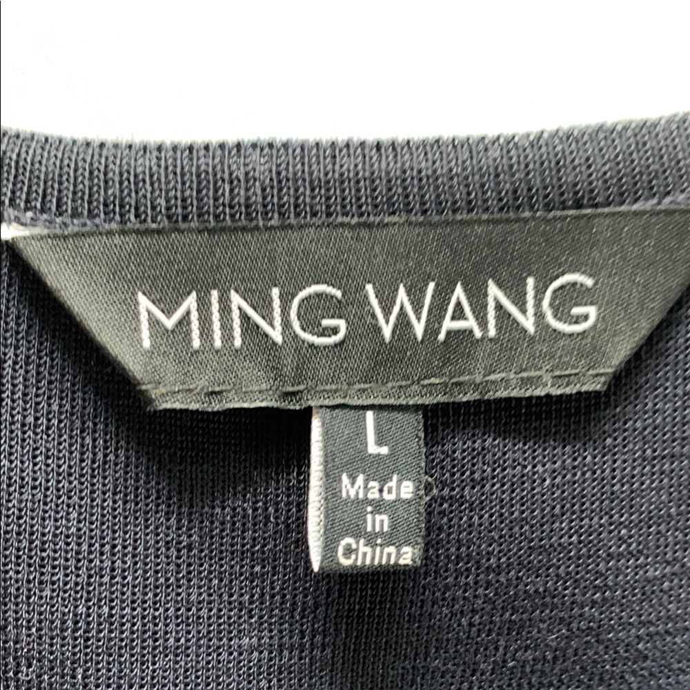 Ming Wang Dark Navy, Tan and White Geometric Cardigan Sweater - Picture 7 of 7